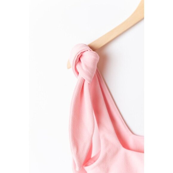 Show Me Your MuMu Bodysuit Women's L Size Light Pink Textured Thong Shoulder Tie - Picture 3 of 7